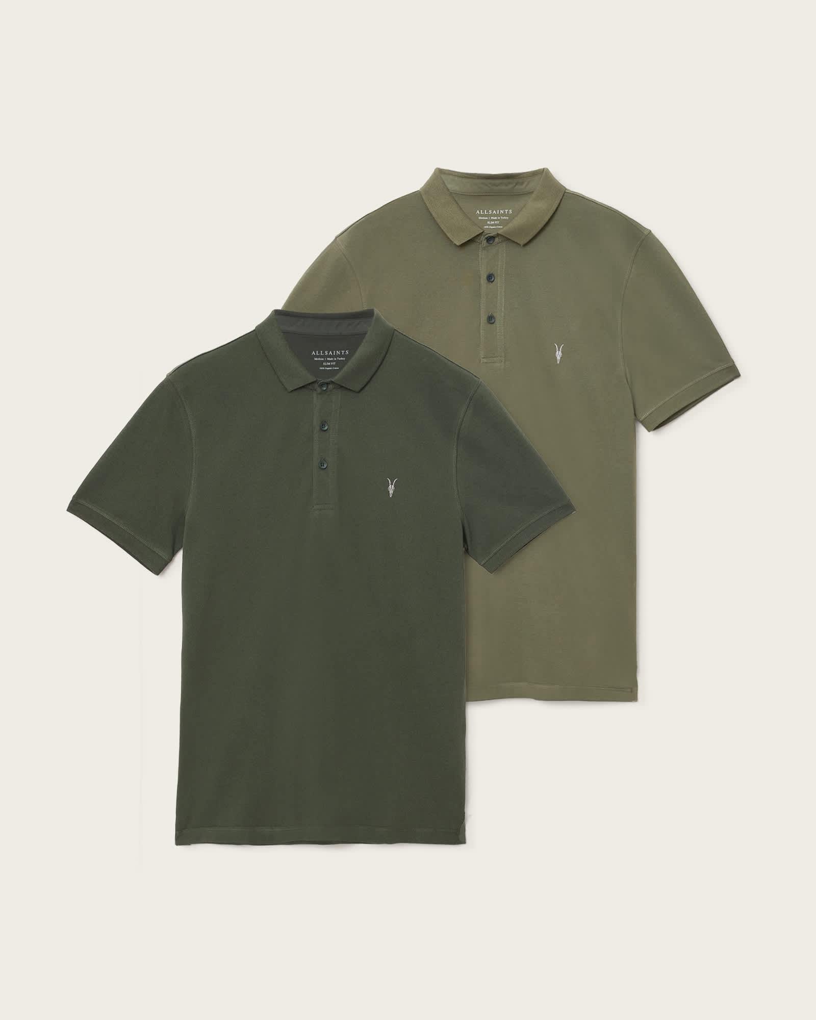 Reform Short Sleeve Polo Shirts 2 Pack GREEN/DUFFEL GREEN | ALLSAINTS US Product Image