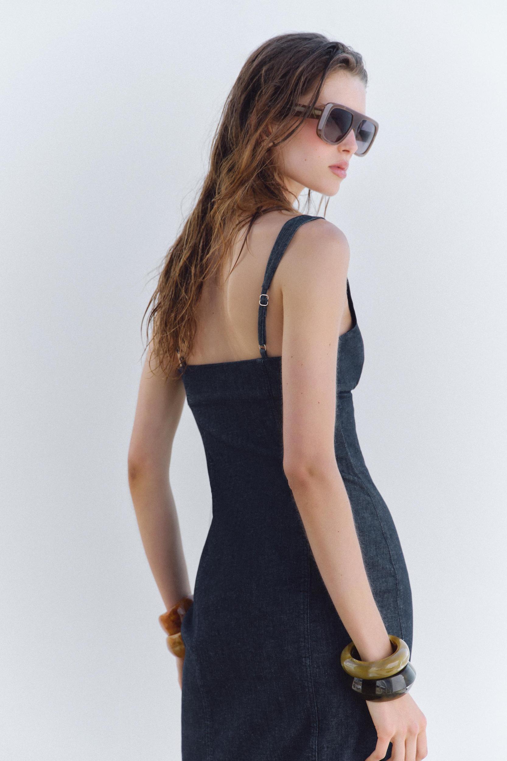 Z1975 STRAPPY DENIM MIDI DRESS Product Image