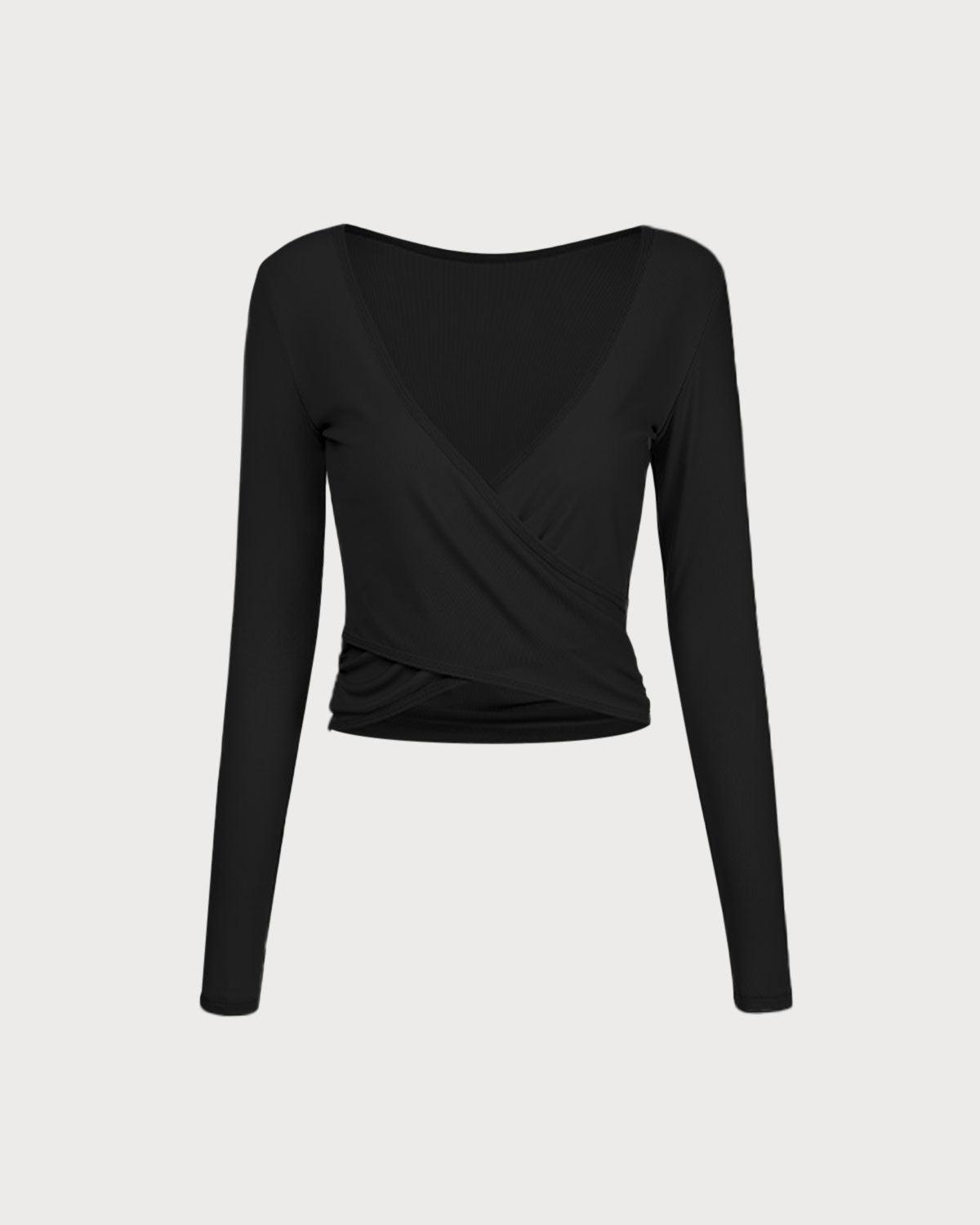 Black Surplice Long Sleeve Cover-up - Light Support Product Image