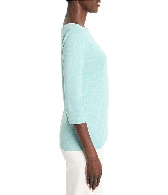 NIC + ZOE Knit Boat Neck 3/4 Sleeve Tee Product Image