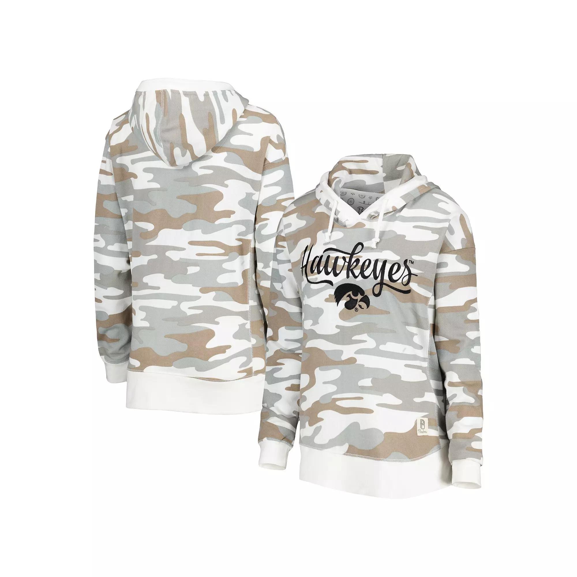 Women's Pressbox Camo Iowa Hawkeyes San Pablo Pullover Hoodie, Size: Small, Green Product Image