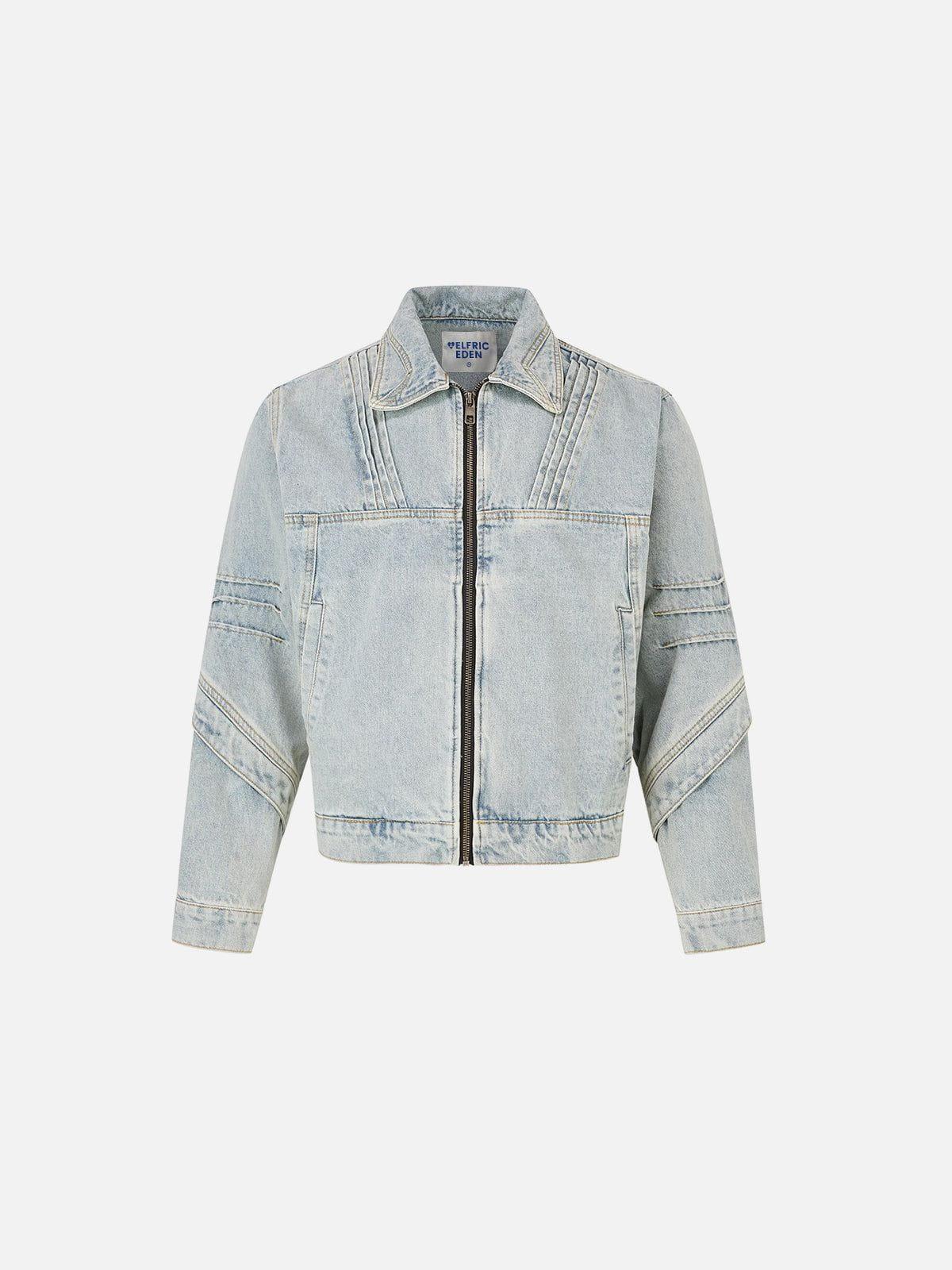 Aelfric Eden Pleated Washed Boxy Denim Jacket Product Image