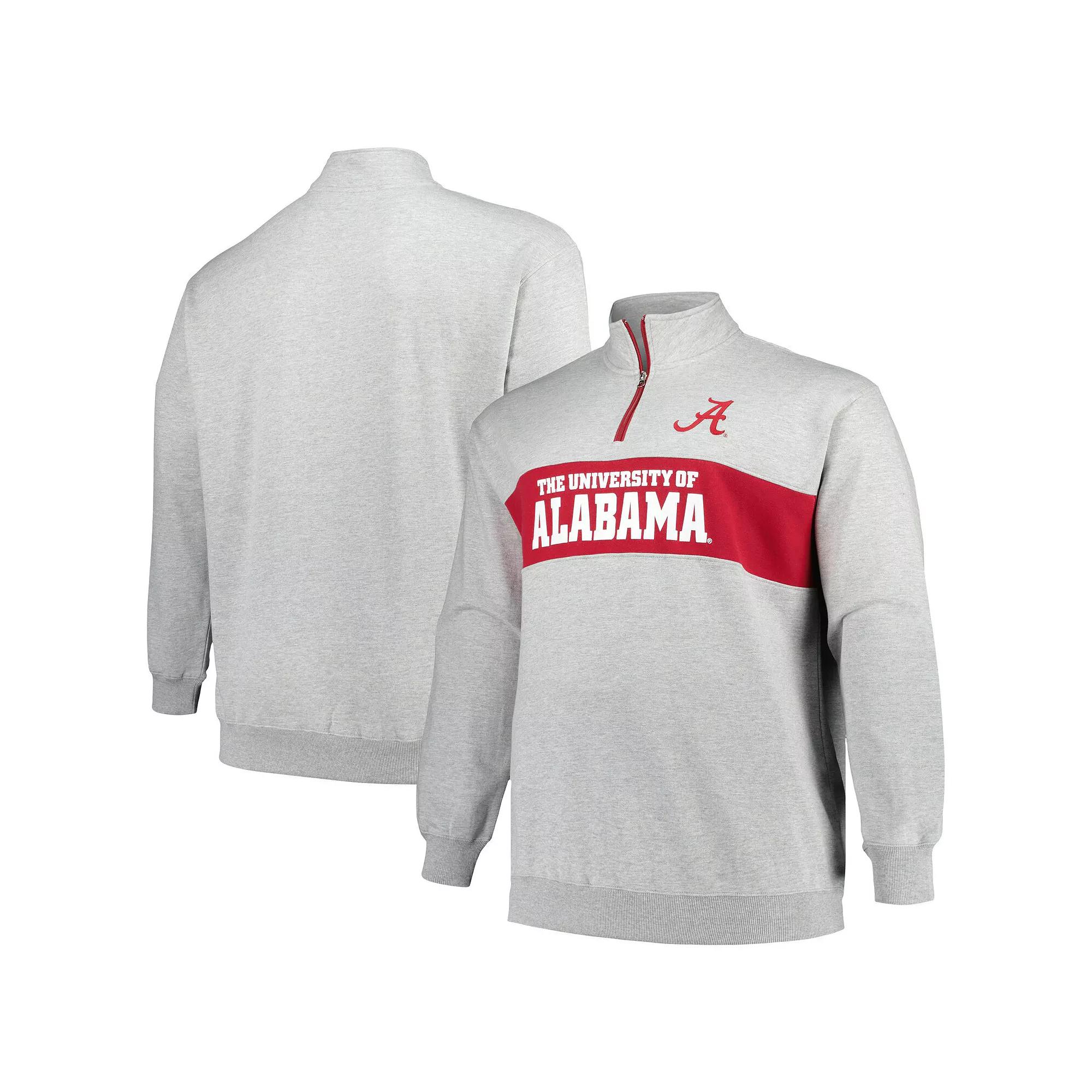 Men's Profile Heather Gray Alabama Crimson Tide Big & Tall Fleece Quarter-Zip Jacket,  Product Image