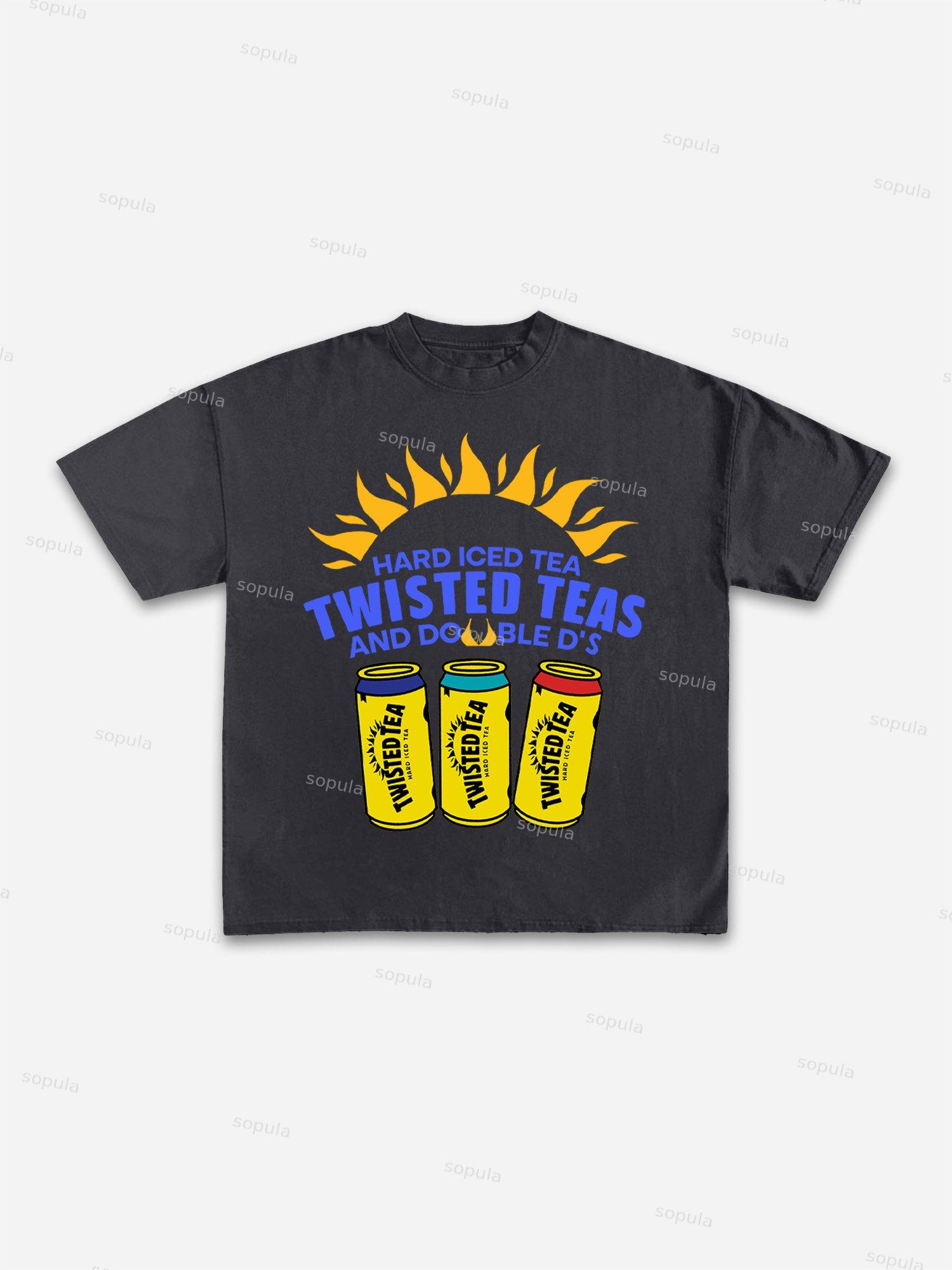 Twisted Teas And Double D's Print Cotton T-shirt Product Image