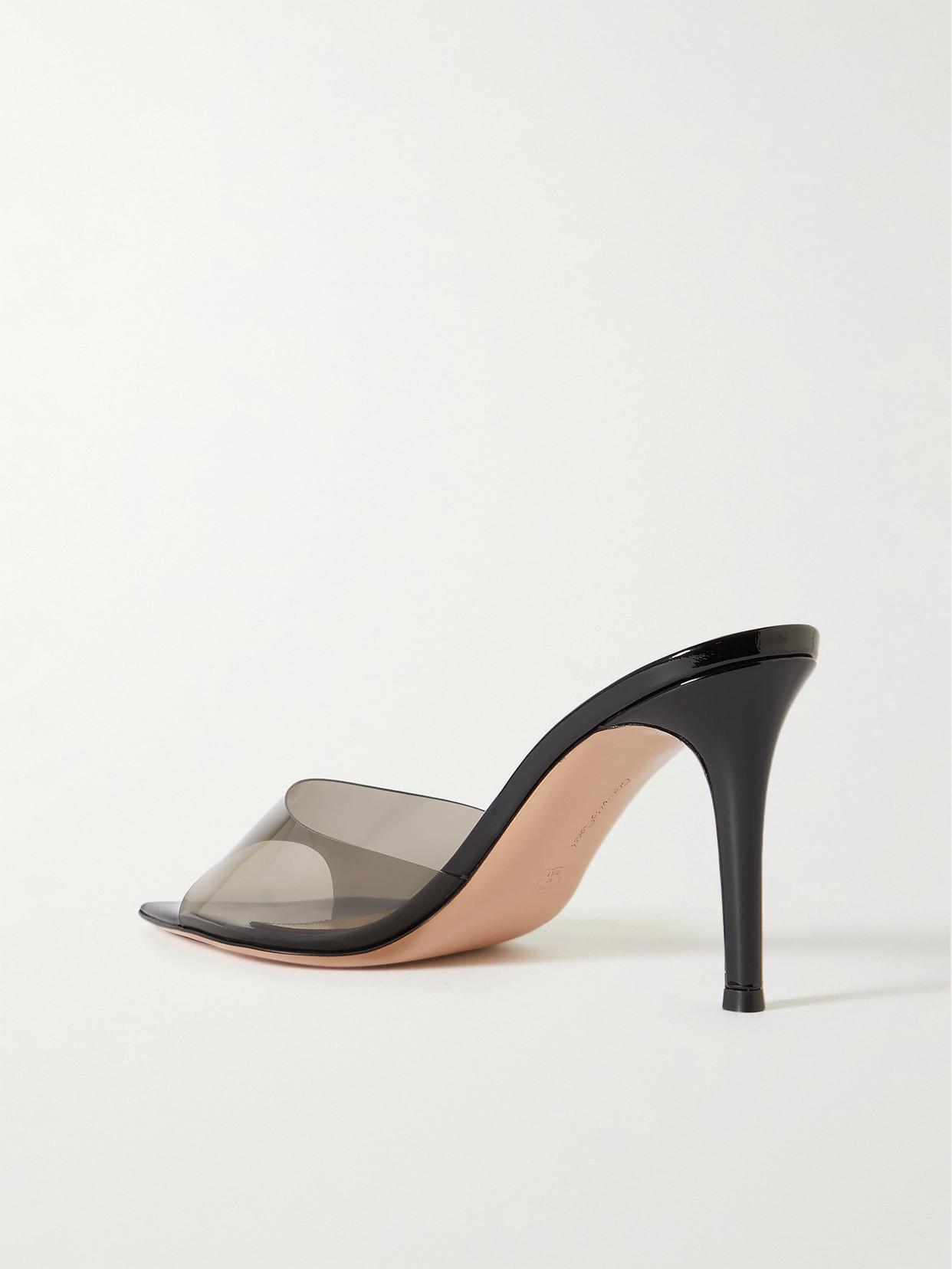 GIANVITO ROSSI Elle 85 Pvc And Patent-leather Mules In Black Product Image