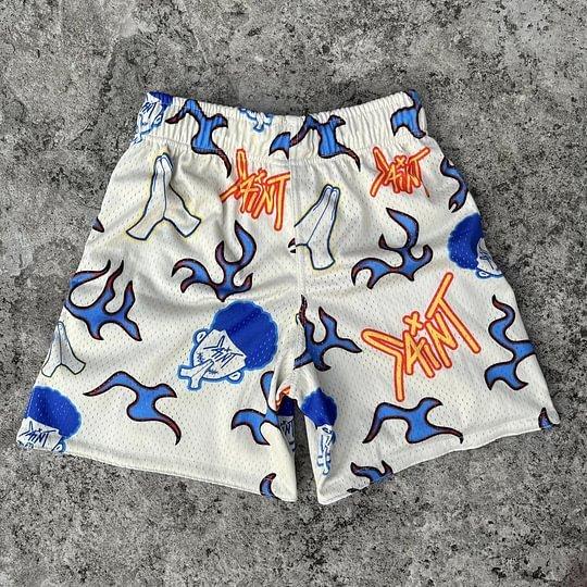 Sopula Street Sports Fashion Saint Graphic Drawstring Mesh Basketball Shorts Product Image