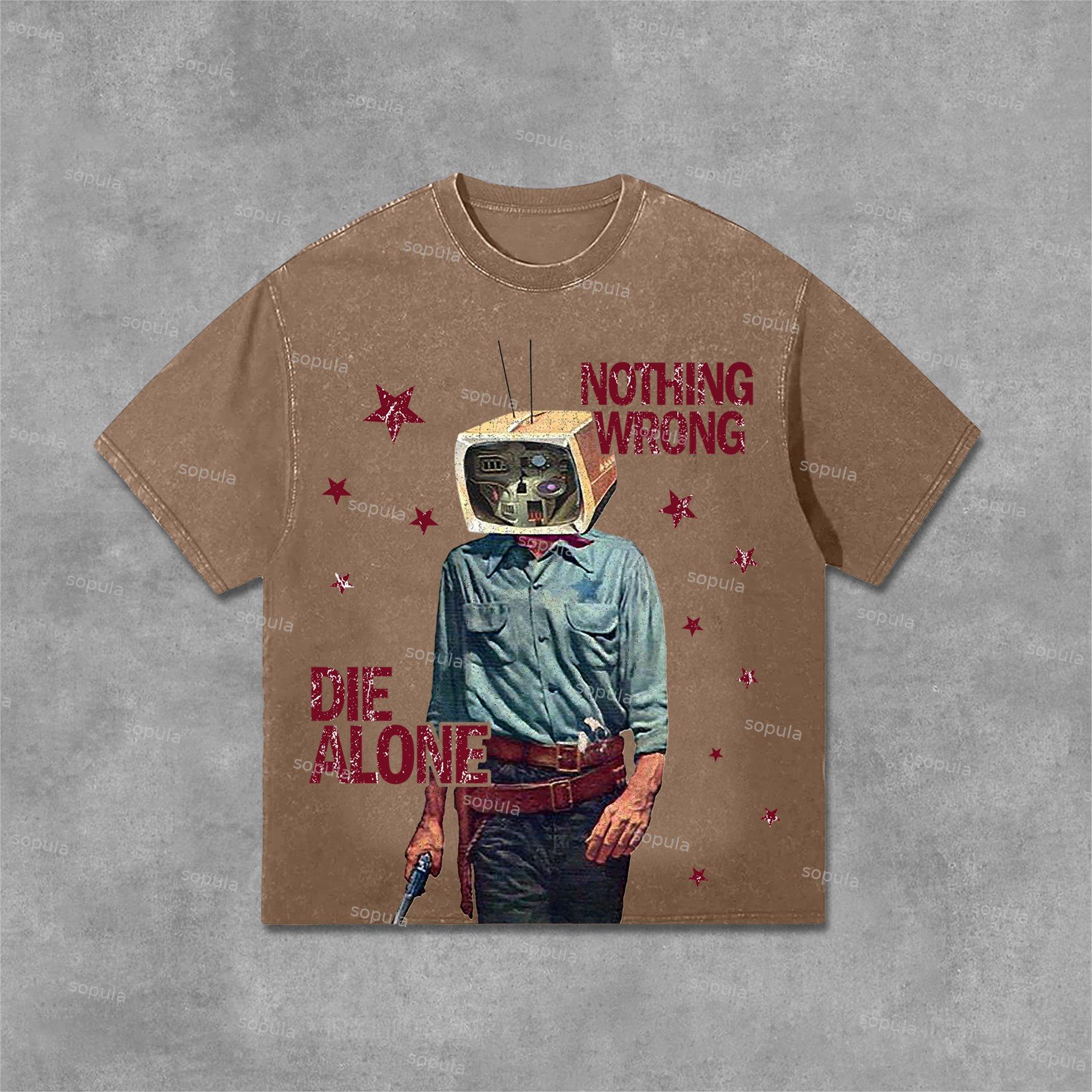 Sopula Nothing Wrong Graphic Print Acid Washed T-Shirt Product Image