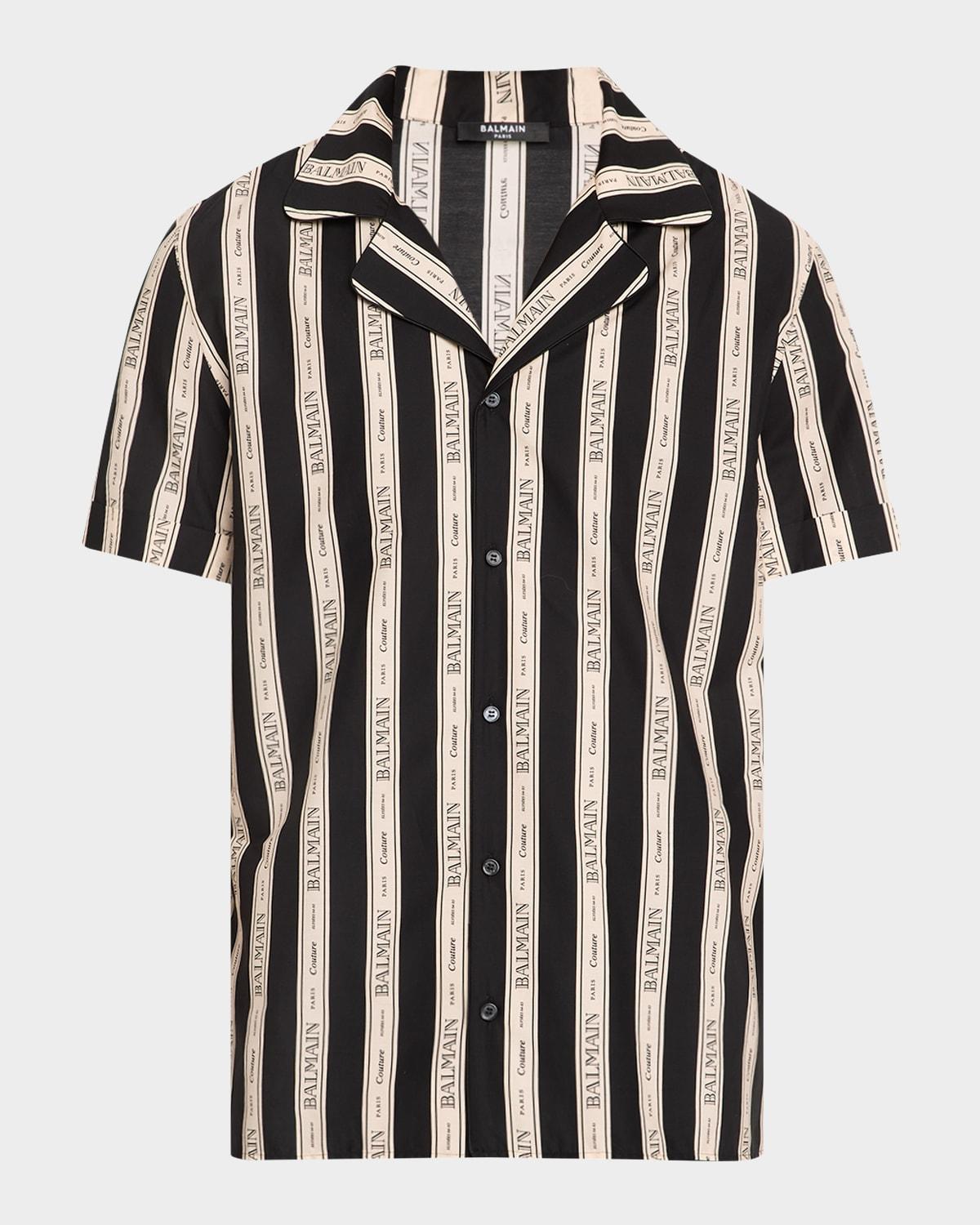 Mens Logo-Striped Cotton Short-Sleeve Shirt Product Image