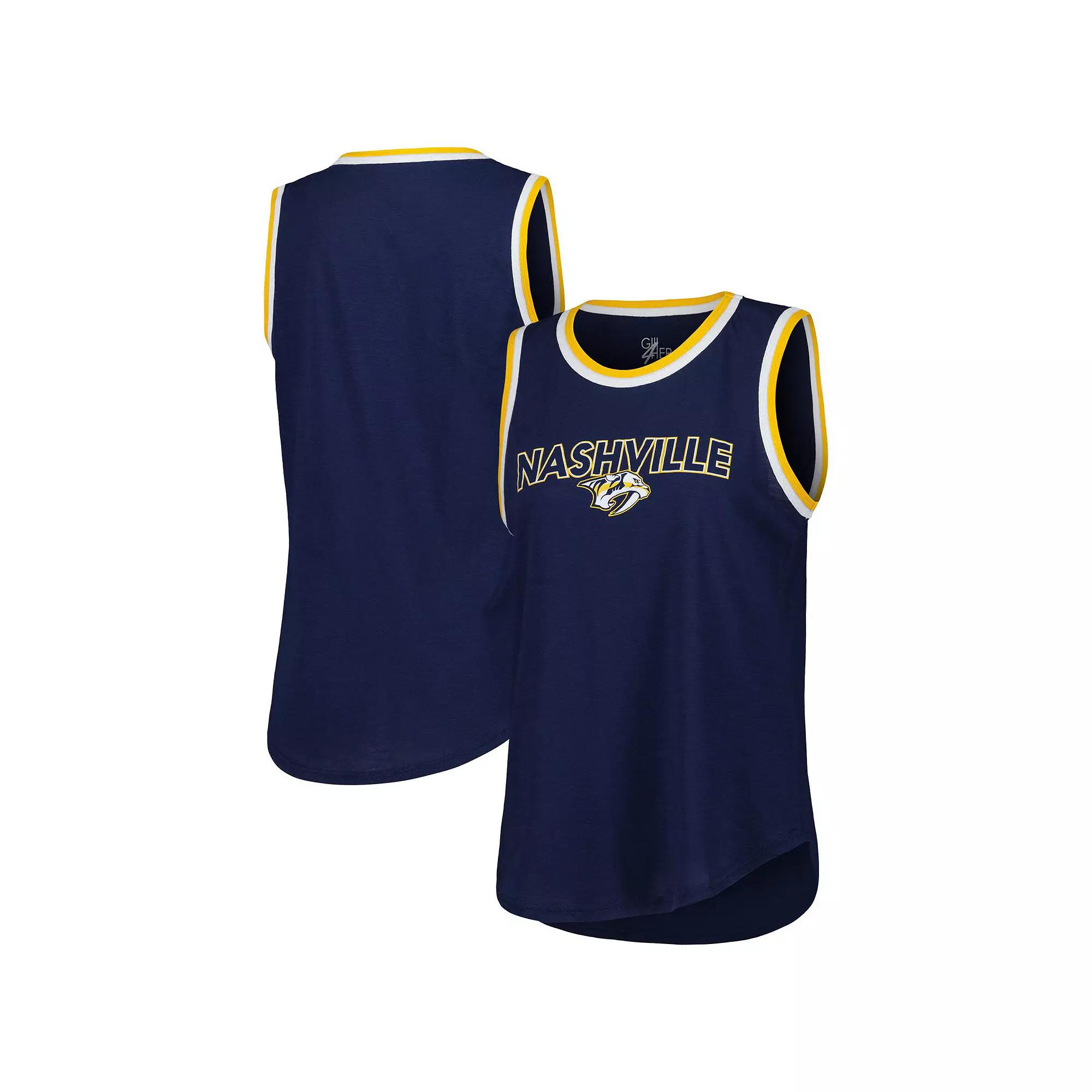Women's G-III 4Her by Carl Banks Navy Nashville Predators Strategy Tank Top,  Product Image