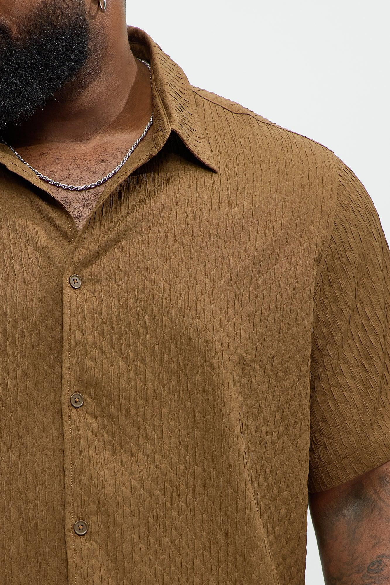 Mounce Textured Button Up Shirt - Brown Product Image