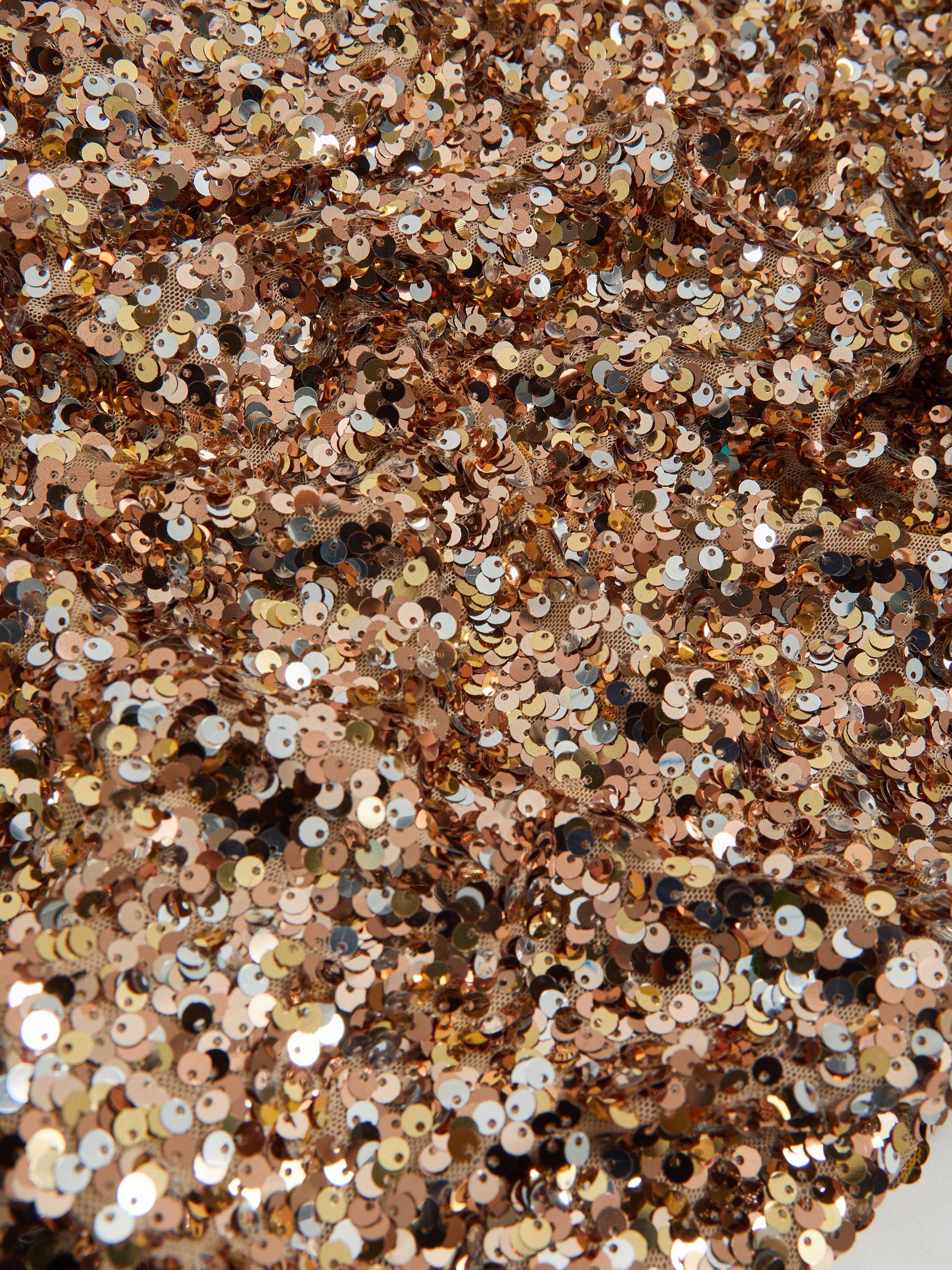 Halston Sequin One Shoulder Maxi Dress in Gold Product Image