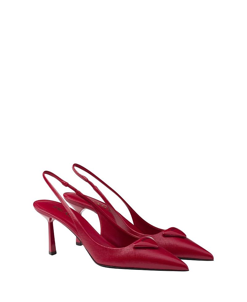 Womens Saffiano Patent Leather Slingback Pumps Product Image
