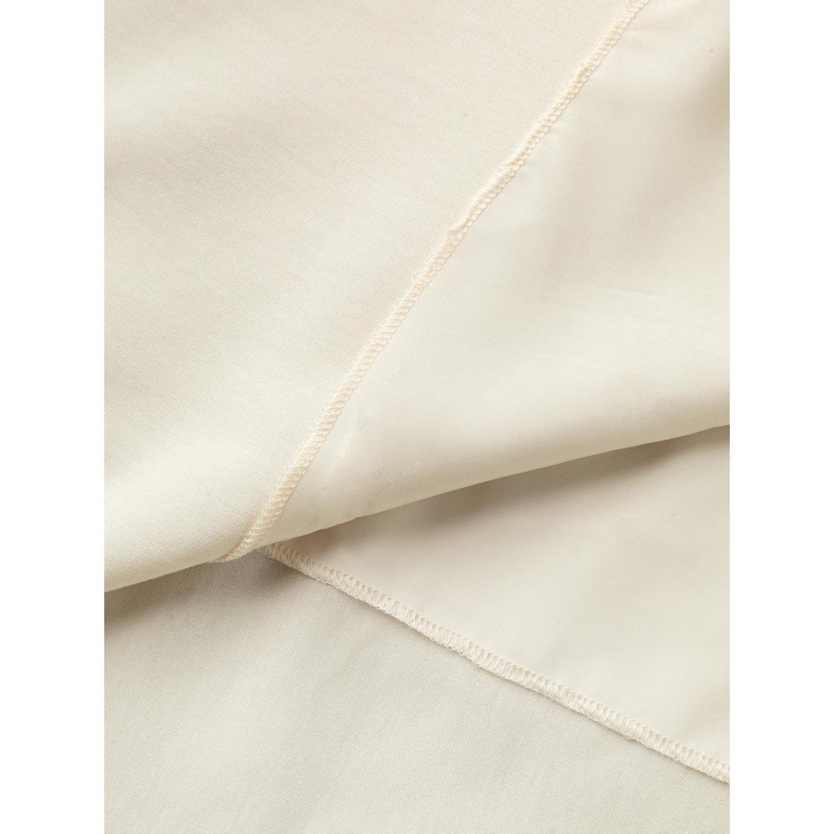 Plus Size Lace Trim Solid Pockets Midi Dress Beige Women Flat collar Short sleeve Curvy BloomChic 14-16/1X Product Image