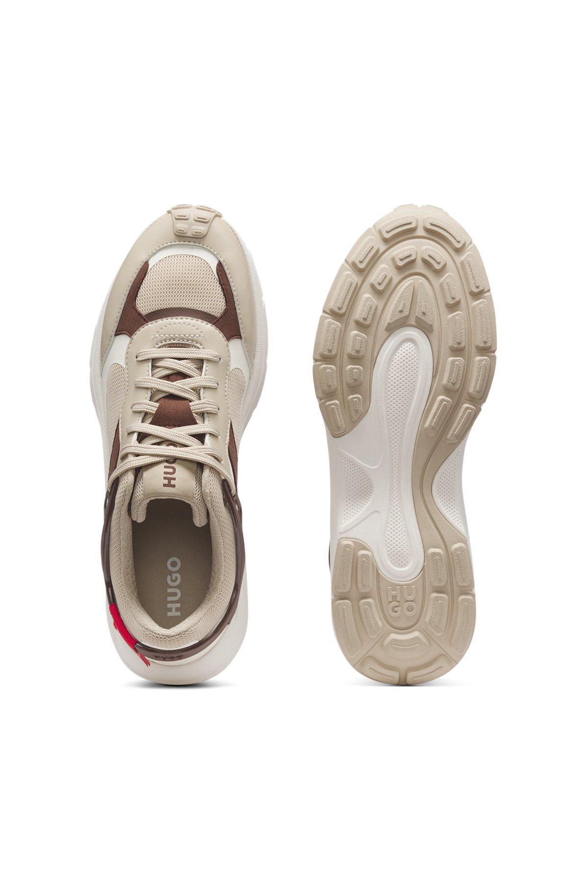 HUGO - Logo-backtab trainers with mesh details - Light Beige Product Image