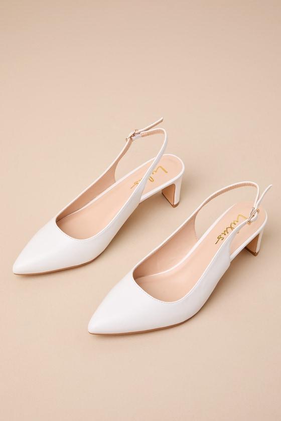 Bastienne White Pointed-Toe Slingback Pumps Product Image