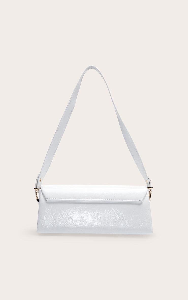 White Rectangle Fold Over Shoulder Bag Product Image