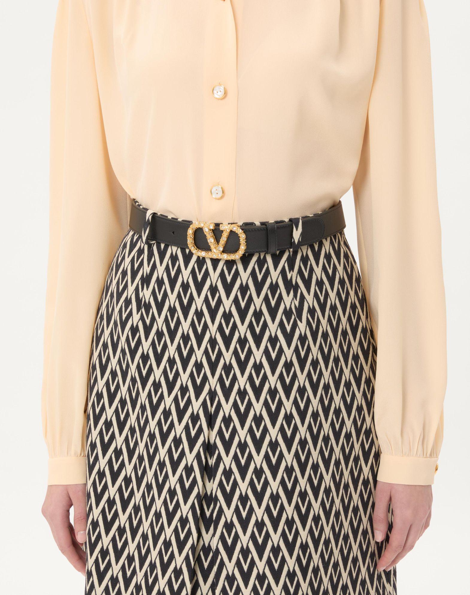 Vlogo Signature Belt In Shiny Calfskin With Crystals 30 Mm Product Image