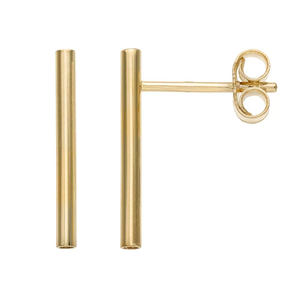 Au Naturale 14k Gold 15 mm Tube Stud Earrings, Women's Product Image