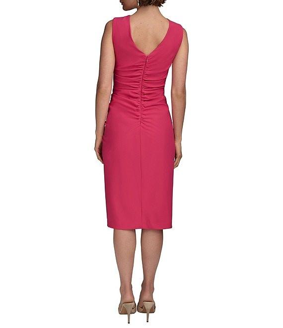 Donna Karan Boat Neck Ruffle Front Sheath Dress Product Image