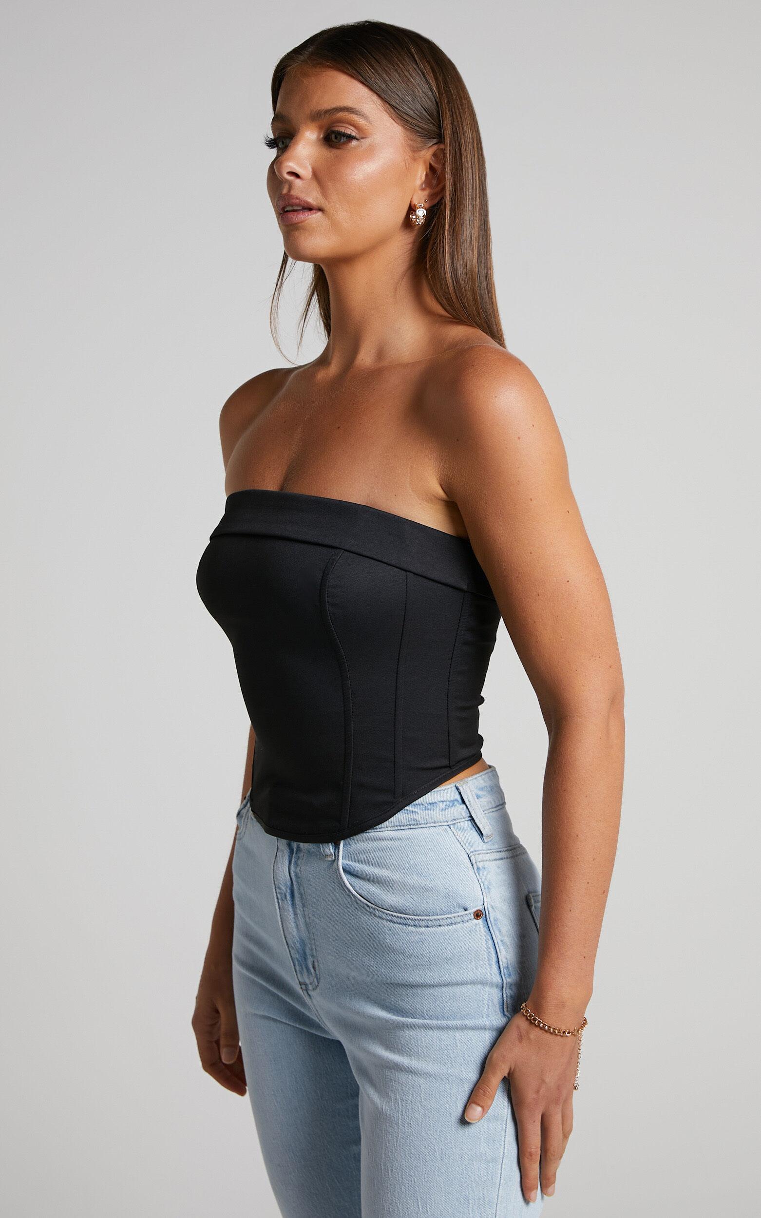 Vaira Top - Strapless Corset Top in Black Product Image