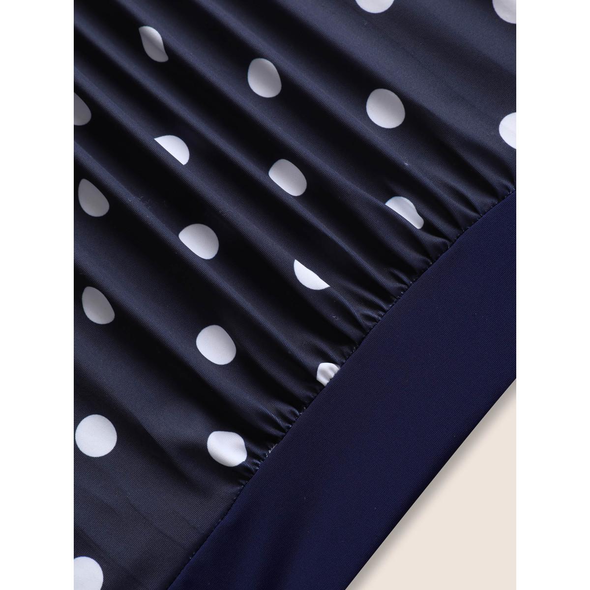 Plus Size Polka Dot Patchwork Crossover One Piece Swimsuit Women's Swimwear Indigo Beach Twist Curve Bathing Suits High stretch One Pieces BloomChic 22-24/3X Product Image