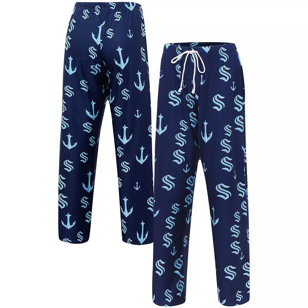 Women's Concepts Sport Deep Sea Blue Seattle Kraken Gauge Allover Print Knit Sleep Pants,  Product Image