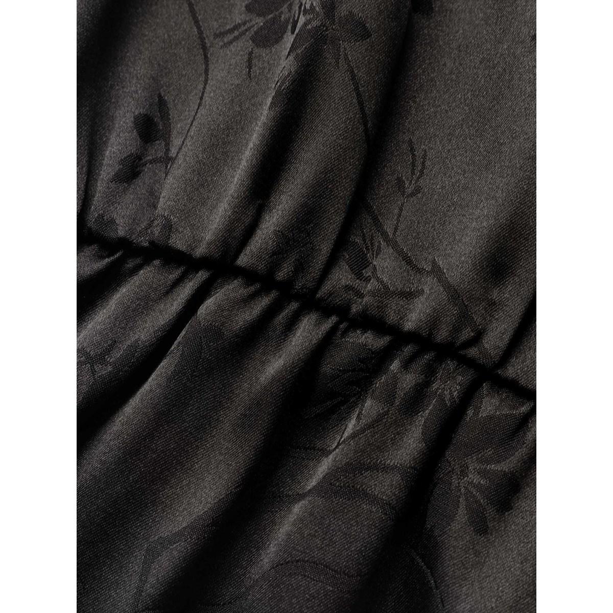 Plus Size Satin Floral Halter Elastic Waist Dress Black Women Cocktail Tie knot V-neck Sleeveless Curvy BloomChic 10/M Product Image