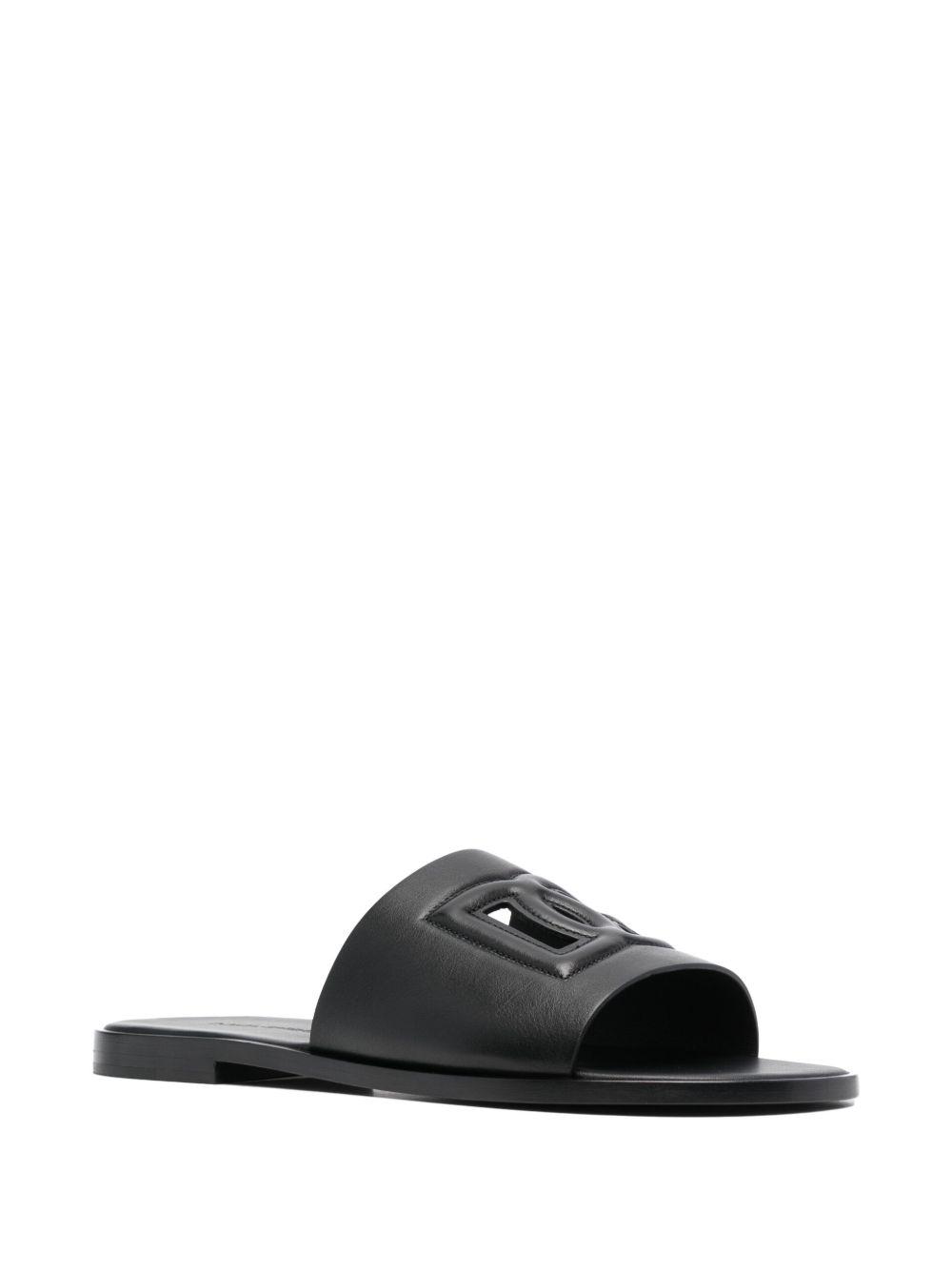 embossed-logo leather slides Product Image