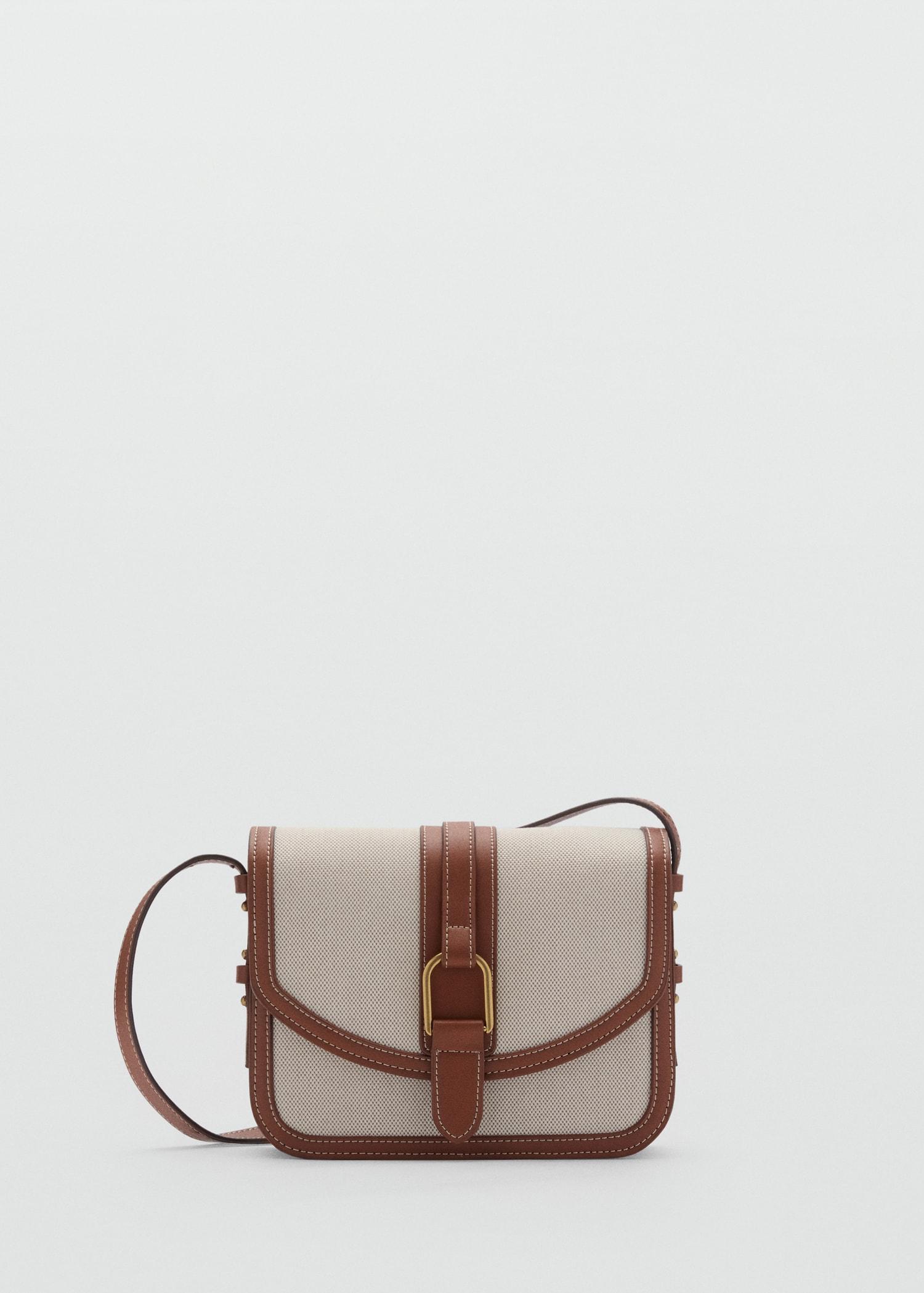 Contrasting canvas shoulder bag - Women | MANGO USA Product Image