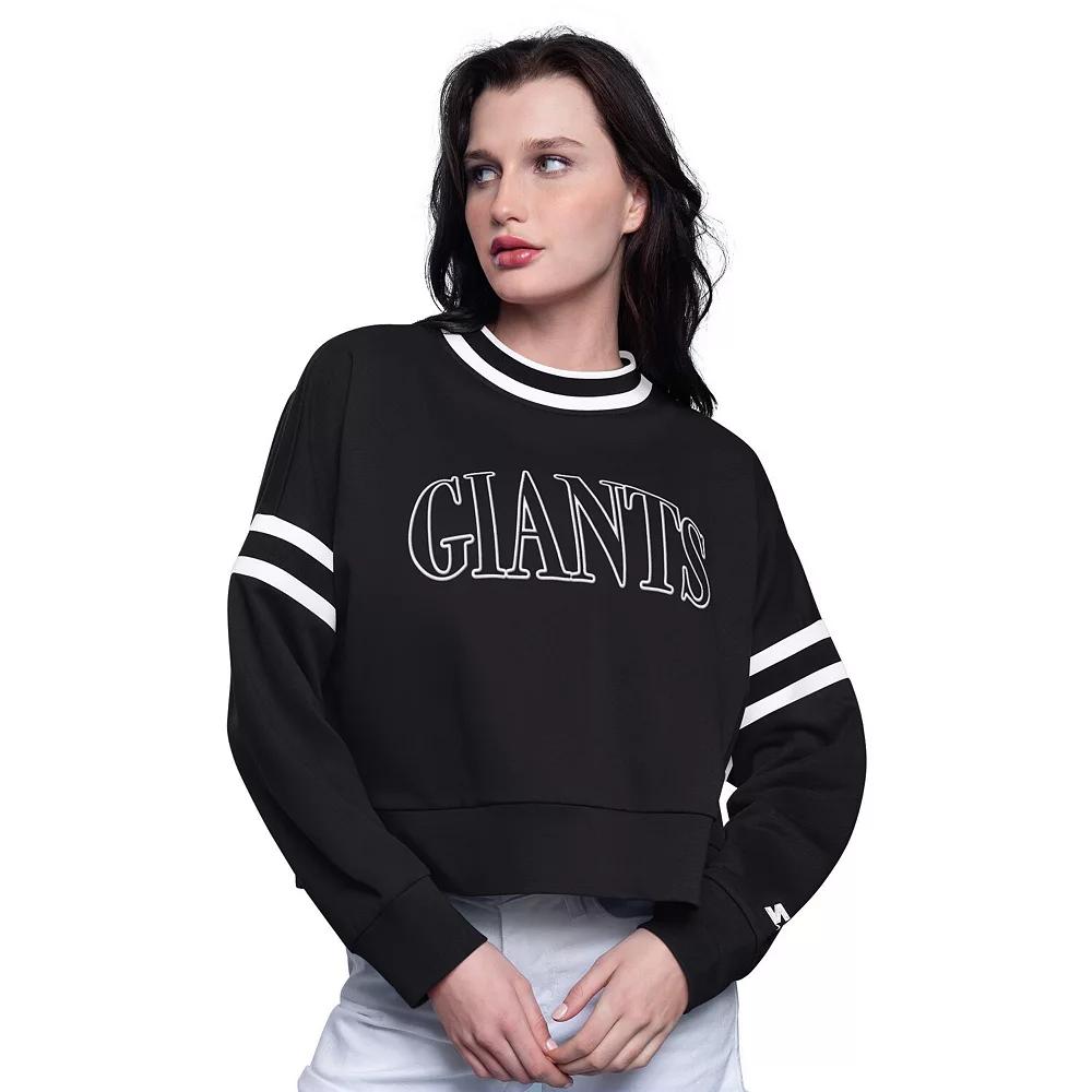 Women's Starter Black San Francisco Giants Power Play Cropped Pullover Sweatshirt,  Product Image