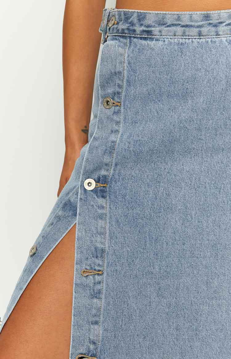 Fazio Button Side Denim Maxi Skirt Baby Product Image