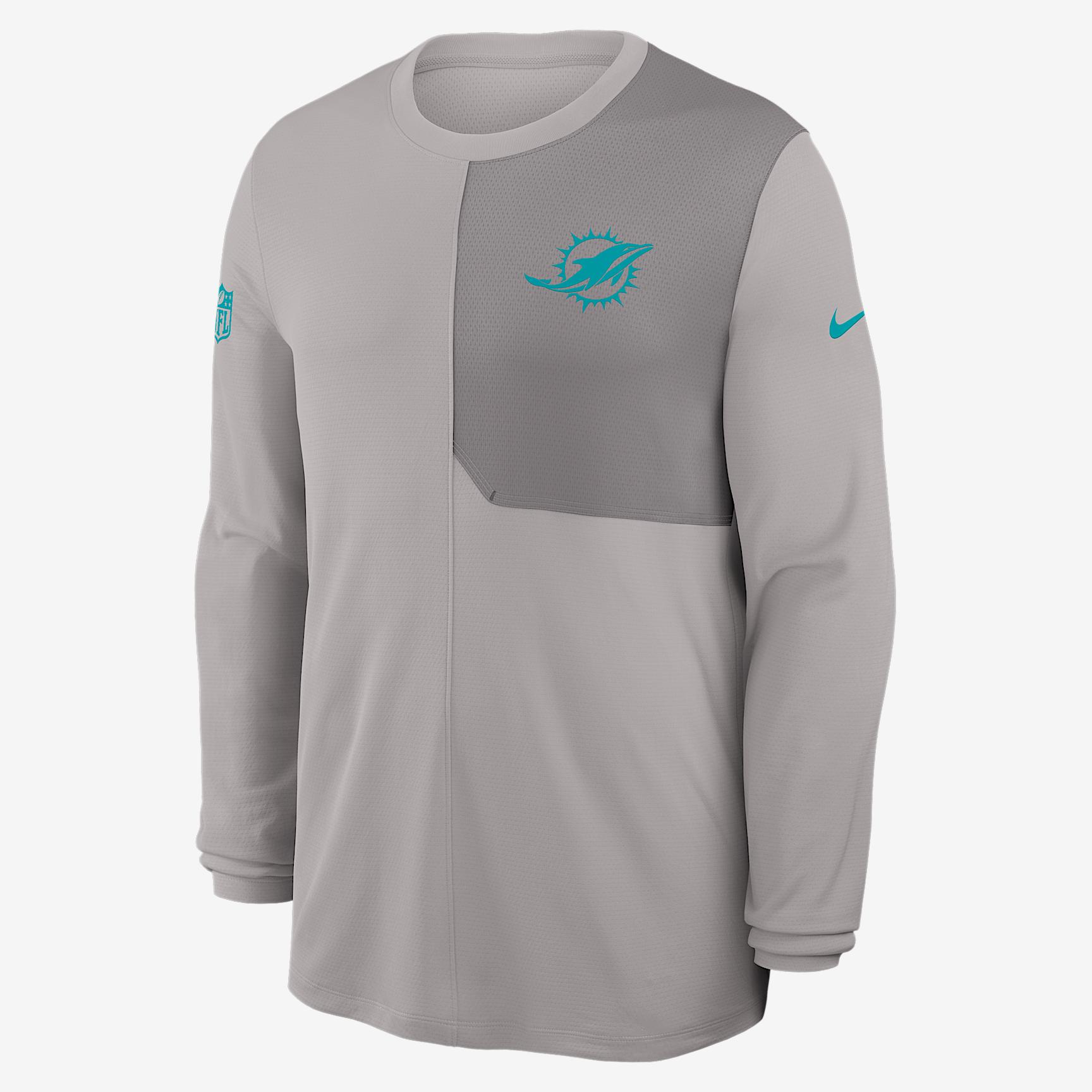 Miami Dolphins Sideline Coach Nike Mens Dri-FIT NFL Long-Sleeve Top | 03B10DPT9P-81D Product Image