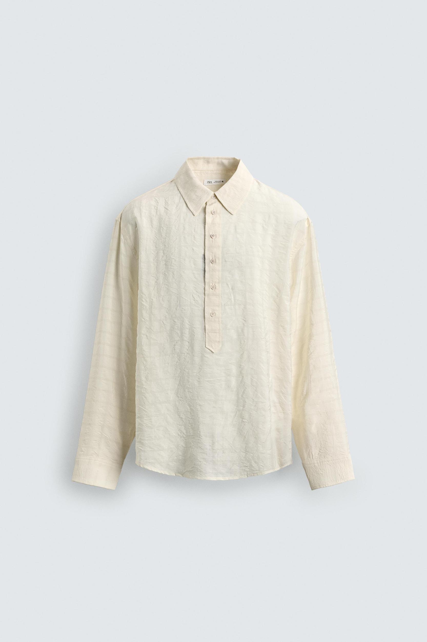 WRINKLE EFFECT PLAID JACQUARD POLO SHIRT Product Image
