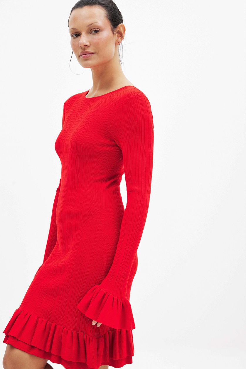 Knitted Frill Detail Mini Dress Product Image