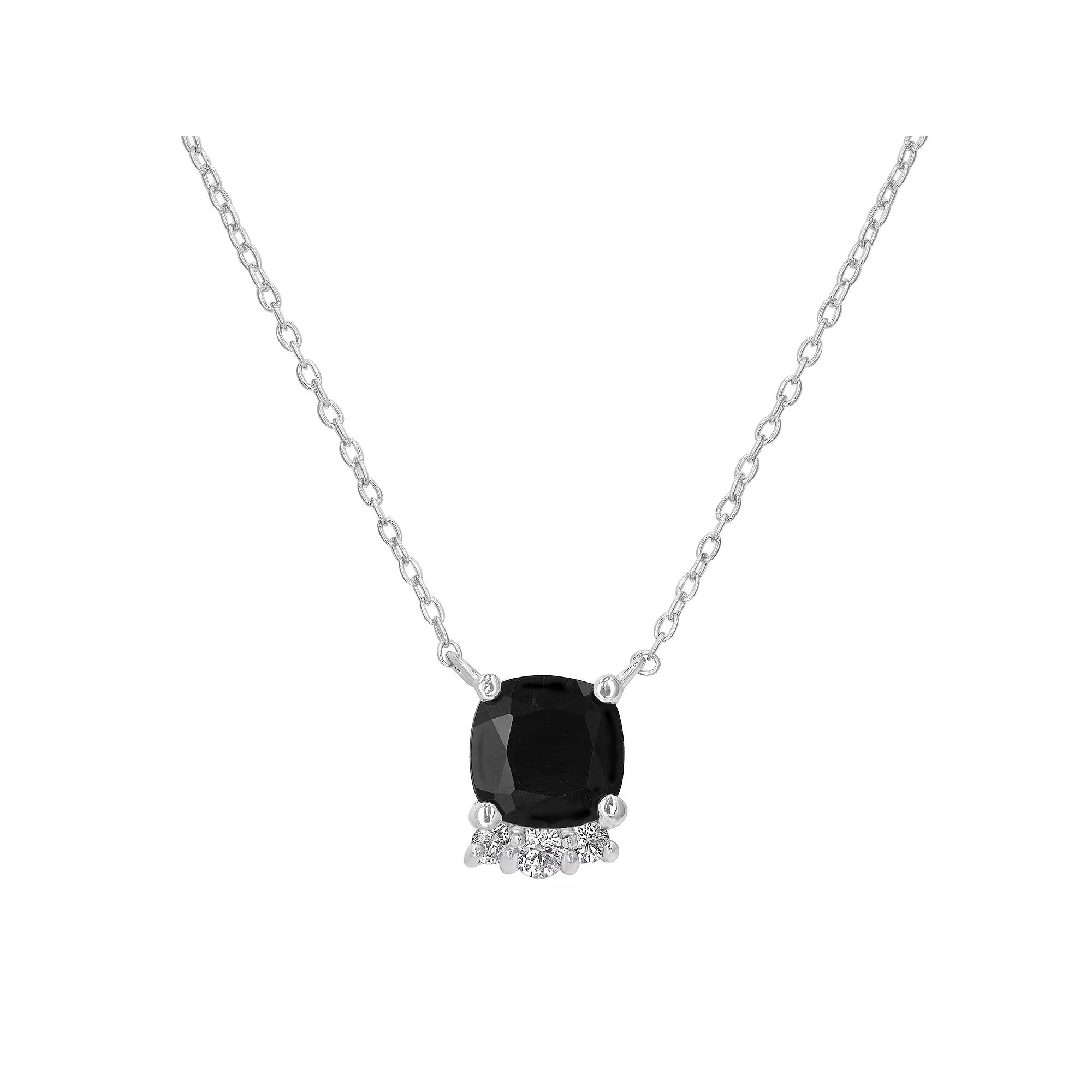 Gemistry Sterling Silver Stone & Cubic Zirconia Cushion Cut Necklace, Women's, Size: 18-20" ADJ, Black Product Image