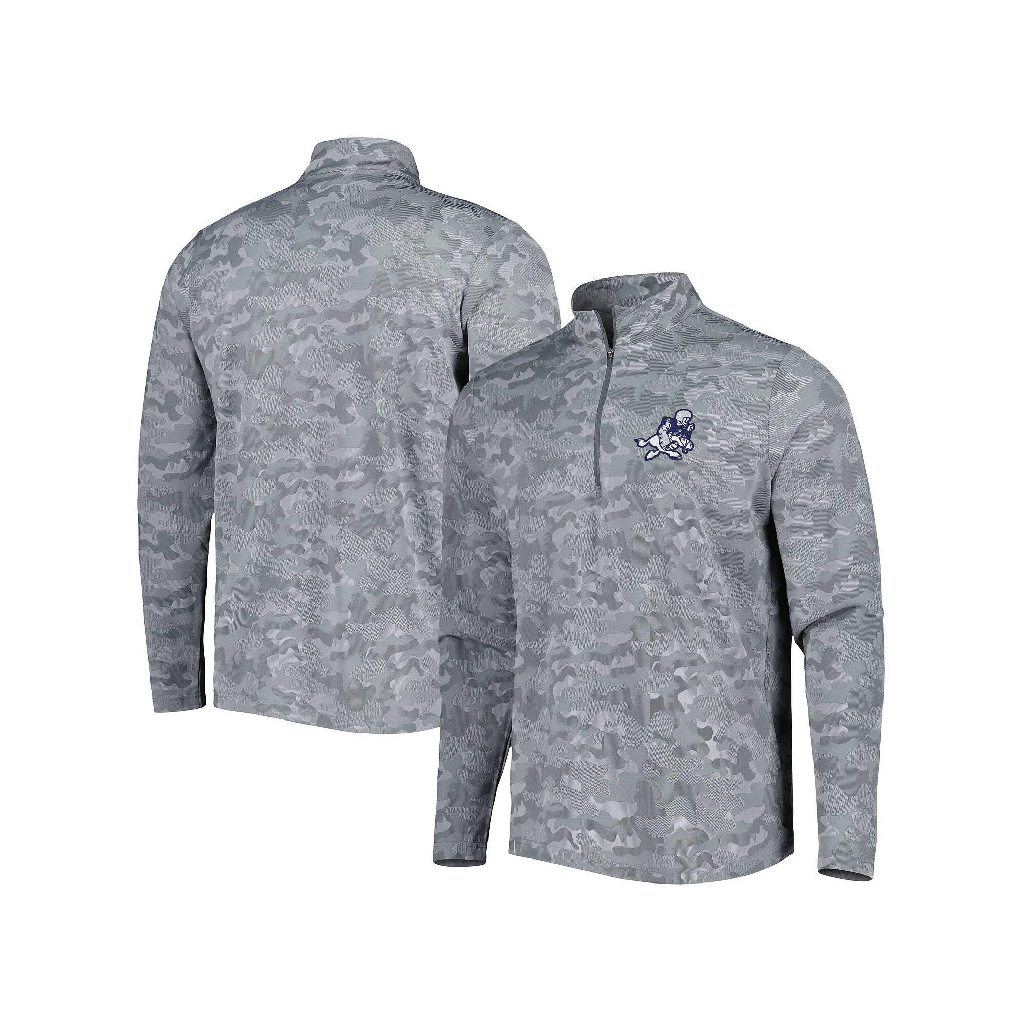 Men's Antigua Gray Dallas Cowboys Brigade Throwback Quarter-Zip Top,  Product Image