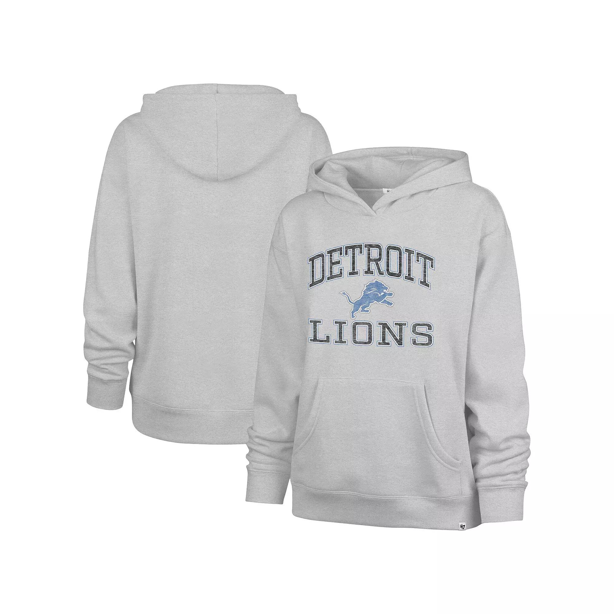 Women's '47  Gray Detroit Lions Clarity Naomi Pullover Hoodie, Size: XL, Grey Product Image