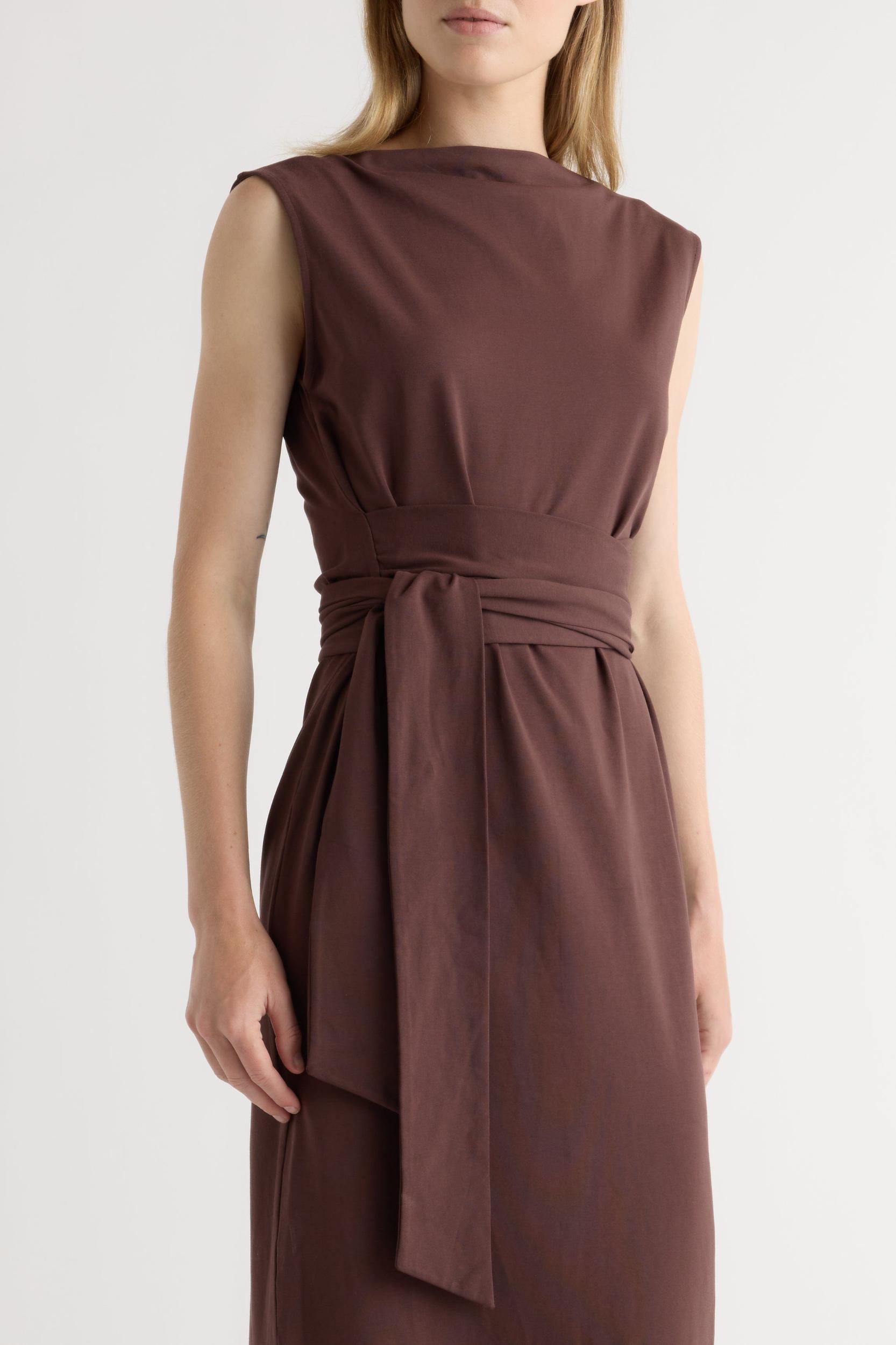 Edina Tie-Front Slit-Neck Dress Product Image