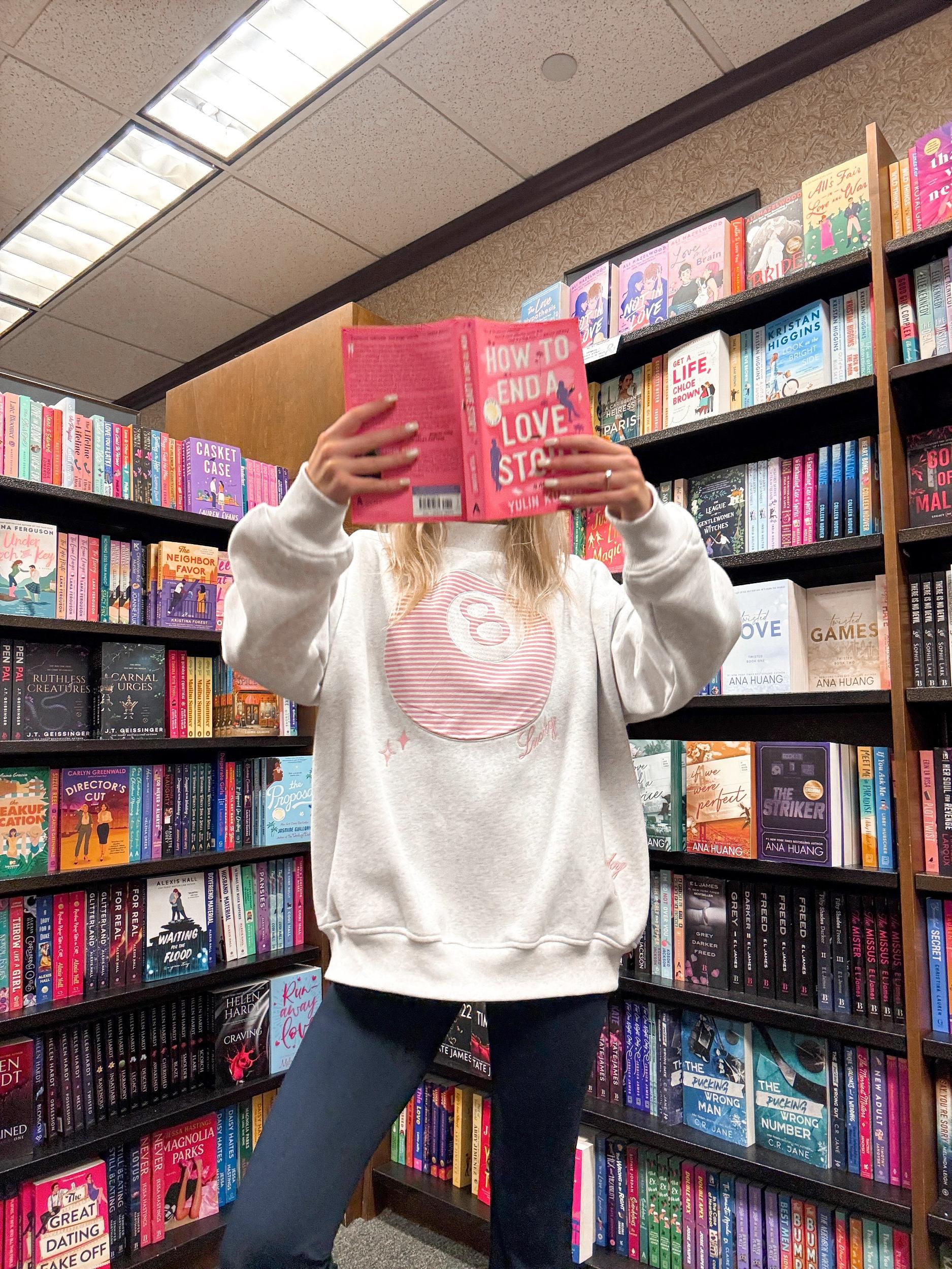 Pearl Grey Lucky You 8 Ball Mockneck Embroider Sweatshirt Product Image