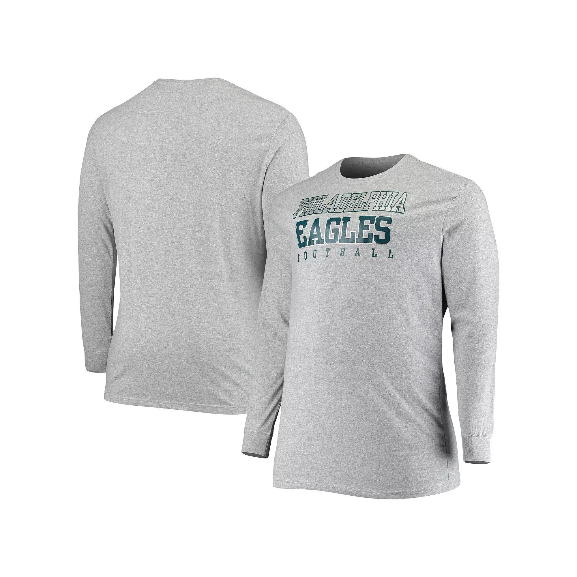 Men's Fanatics Branded Heathered Gray Philadelphia Eagles Big & Tall Practice Long Sleeve T-Shirt, Size: 4XB, Grey Product Image