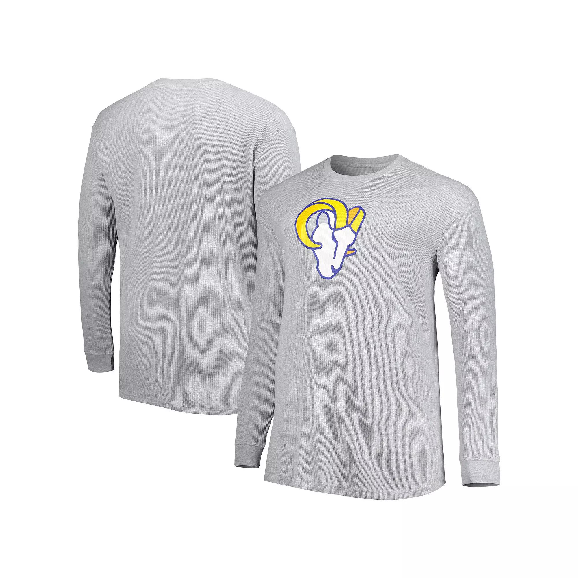 Men's Heather Gray Los Angeles Rams Big & Tall Waffle-Knit Thermal Long Sleeve T-Shirt,  Product Image