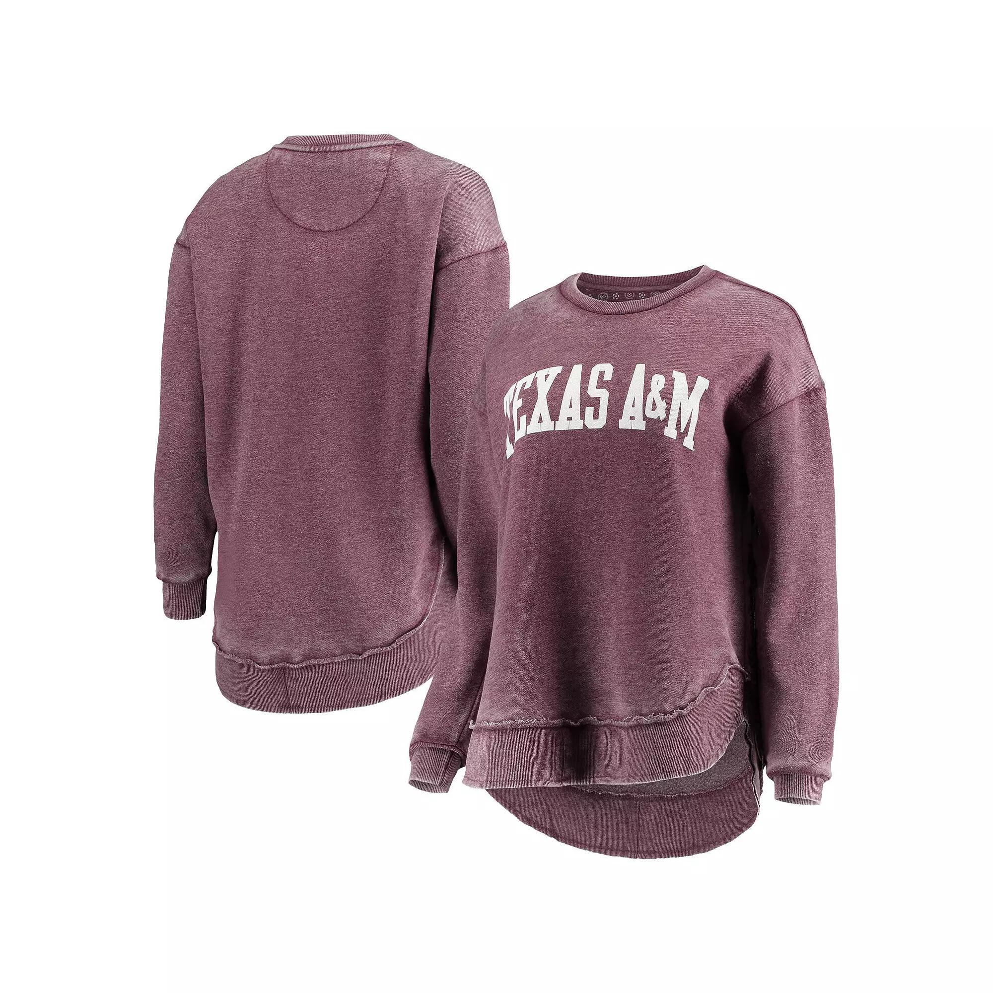 Women's Pressbox Maroon Texas A&M Aggies Vintage Wash Pullover Sweatshirt, Size: 2XL, Red Product Image