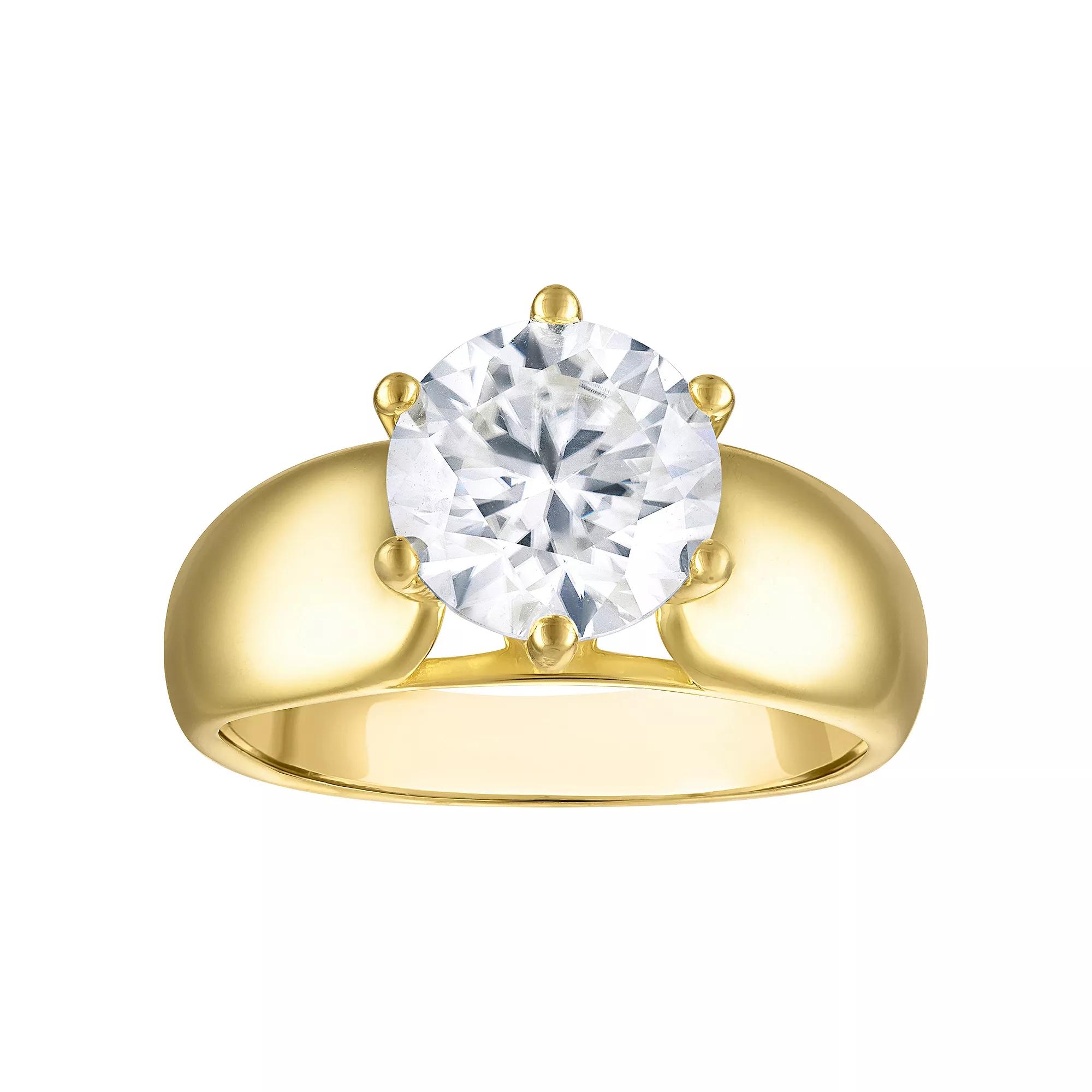 White Lotus 14k Gold Over Silver Lab-Created Moissanite Solitaire Ring, Women's, Size: 7, Gold Tone Product Image