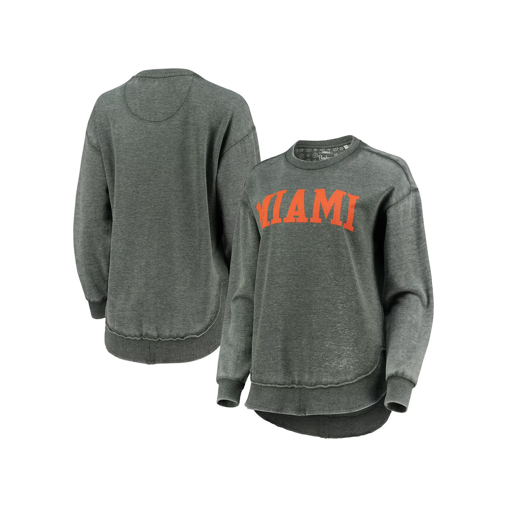 Women's Pressbox Green Miami Hurricanes Vintage Wash Pullover Sweatshirt, Size: Medium Product Image
