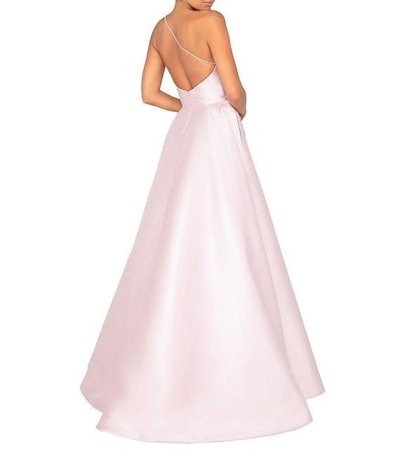 Terani Couture Sleeveless One Shoulder Beaded Strap Back Detail Ball Gown Product Image