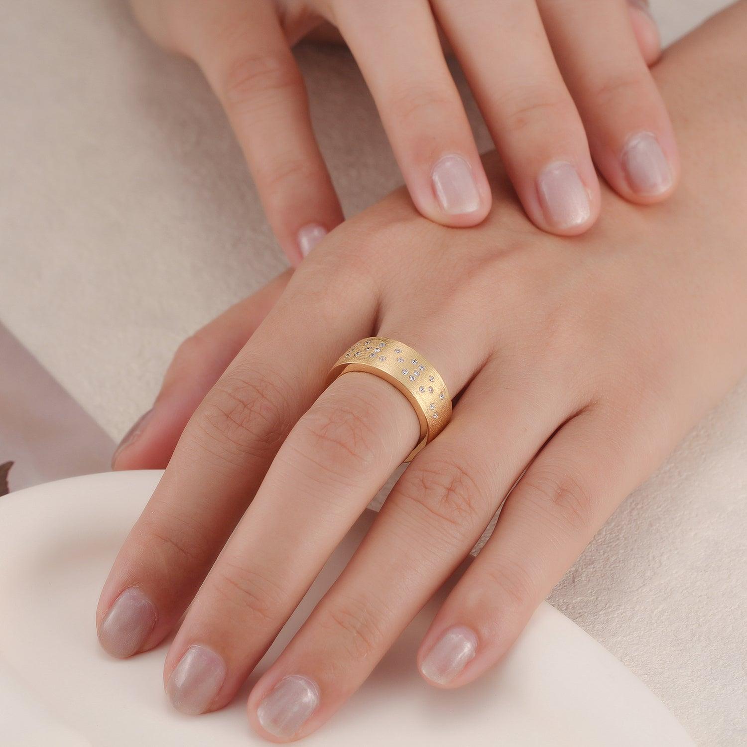 Touchstone I Love You Band Ring Brushed Gold Product Image