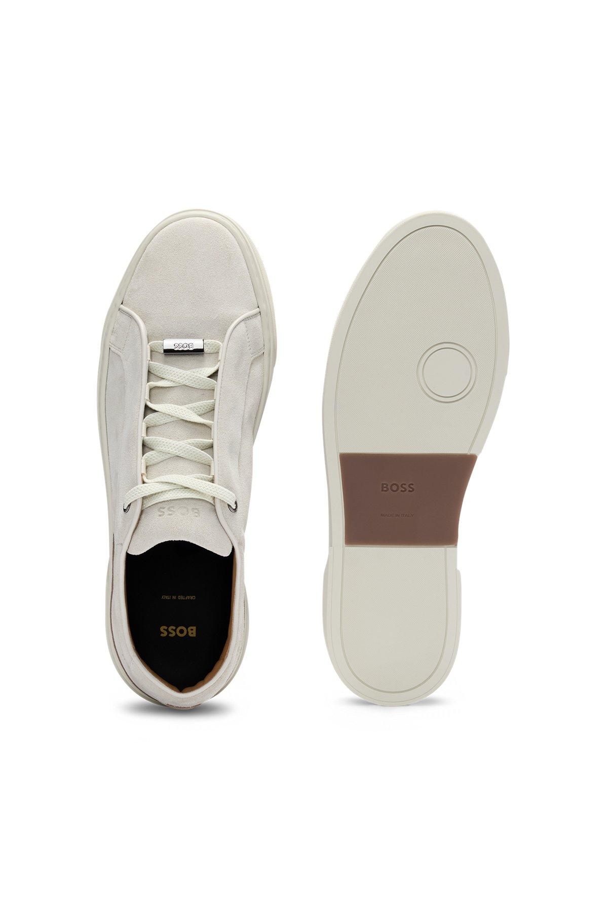 BOSS - Gary low-top trainers in suede - White Product Image