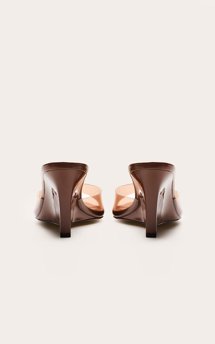 Brown Wide Fit Pu Point Toe Perspex Strap Heeled Wedges Product Image