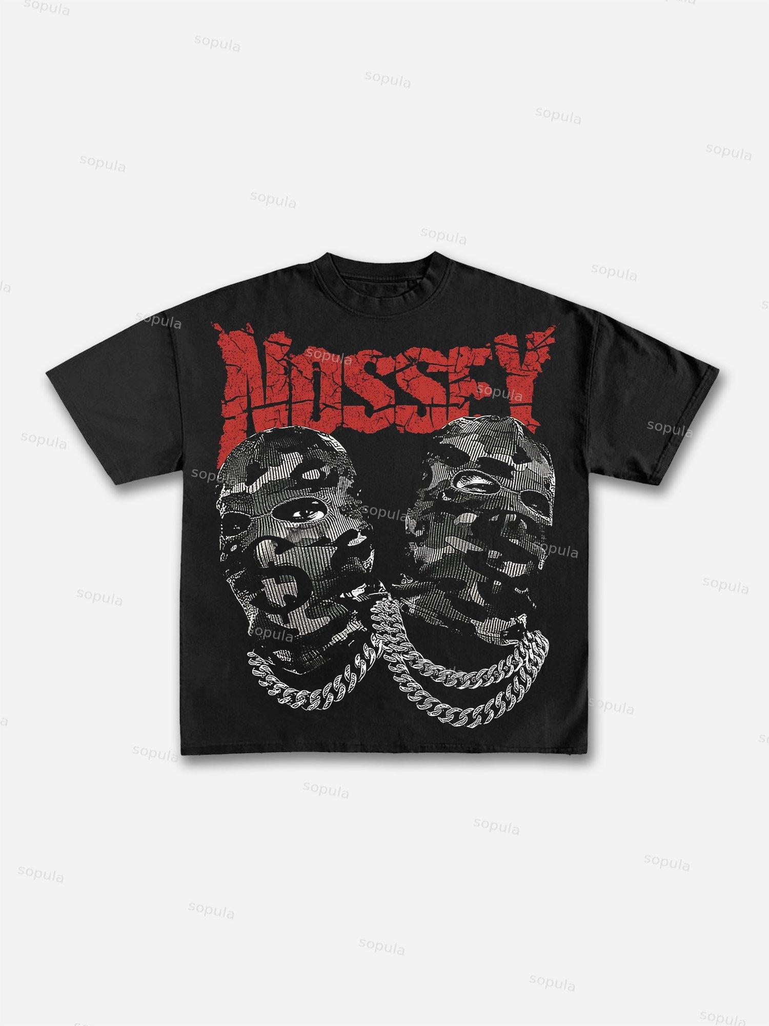 Noissey Camo Double Head Mask Graphic Cotton T-shirt Product Image