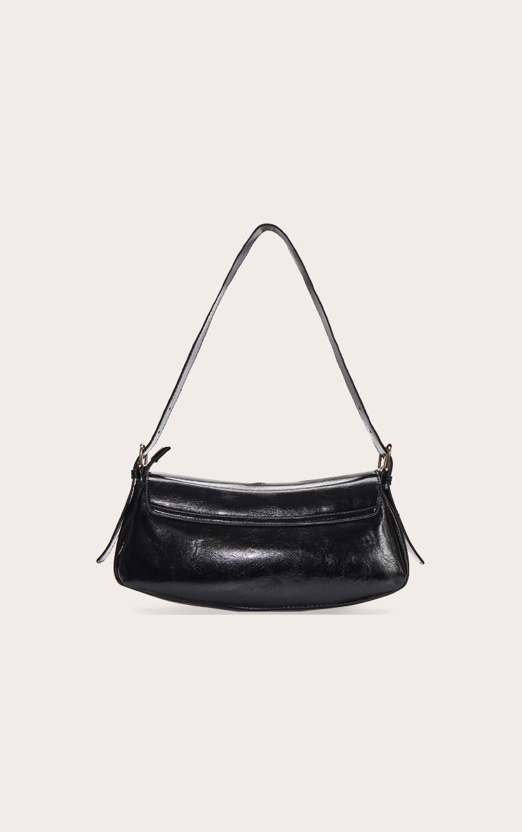 Black Crinkle PU Buckle Shoulder Bag Product Image